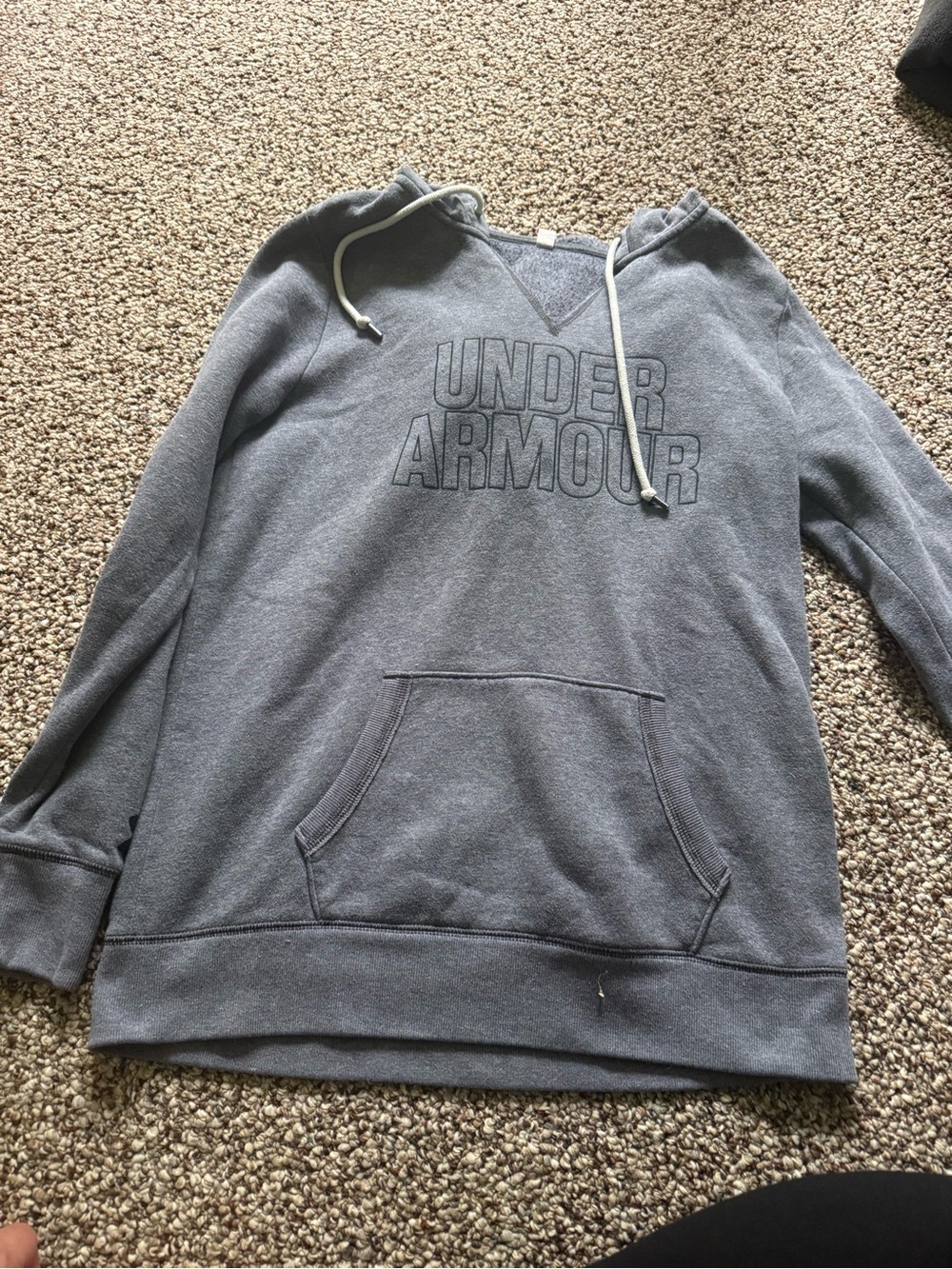 Under Armour Heather Gray Hoodie with Logo Pullover